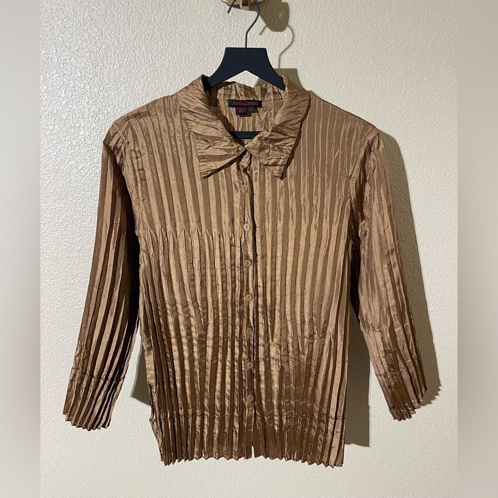 Simon Chang Bronze Pleated Blouse
